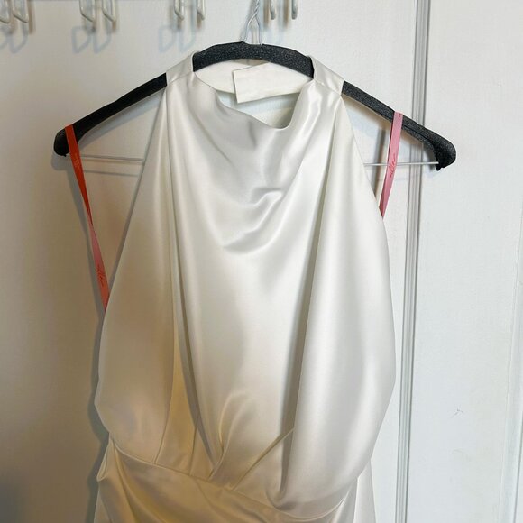 Milla White Mock Neck Sleeveless Low Slit Dress - Picture 10 of 16